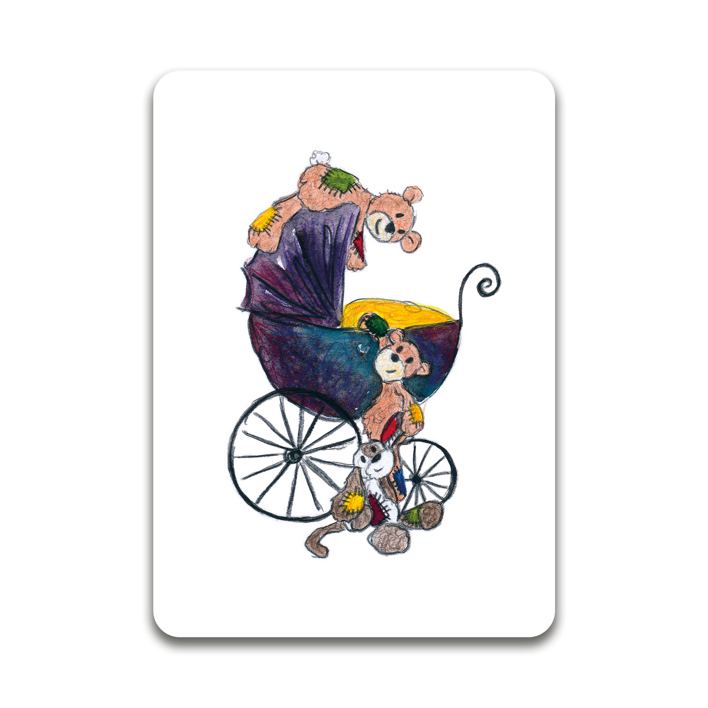 Stroller with cuddly friends
